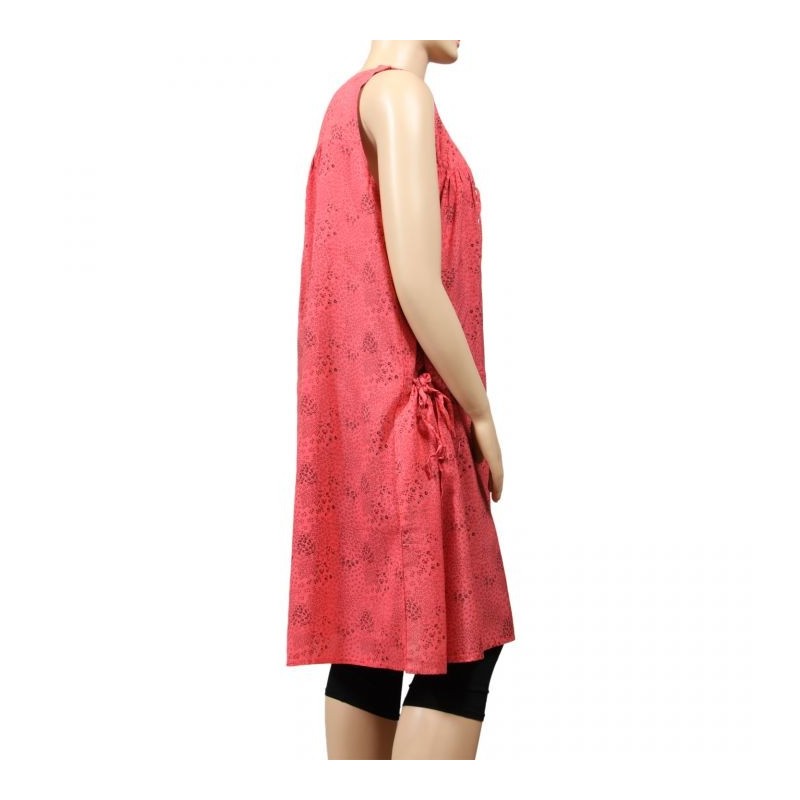 robe grande taille - robe chasuble trapèze Danny framboise (côté)
