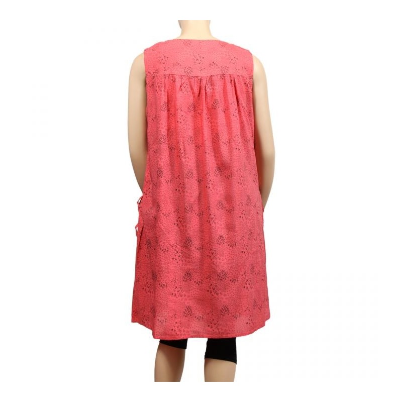 robe grande taille - robe chasuble trapèze Danny framboise (dos)