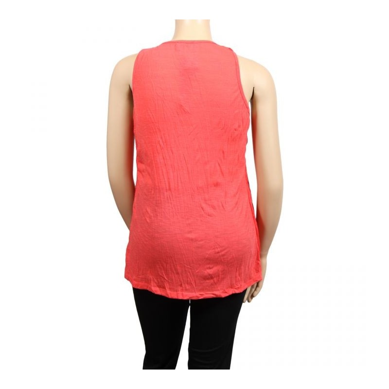 tunique grande taille - tunique 2 en 1 effet froissé H3 corail corail (dos)