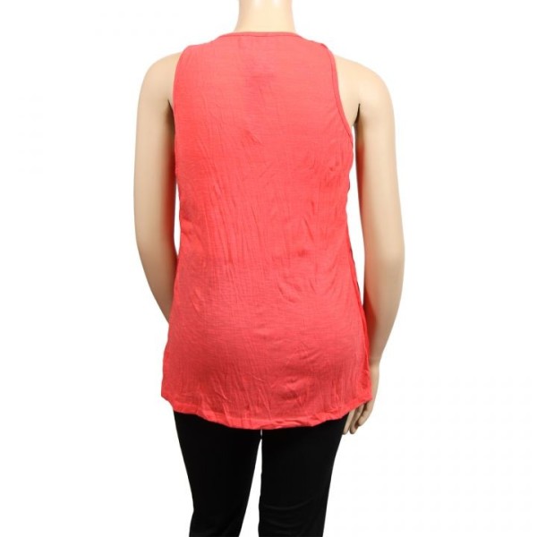 tunique grande taille - tunique 2 en 1 effet froissé H3 corail corail (dos)