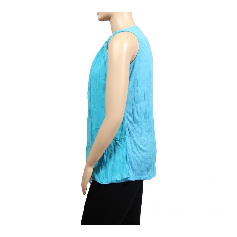 tunique grande taille - tunique 2 en 1 effet froissé H3 turquoise turquoise (côté)