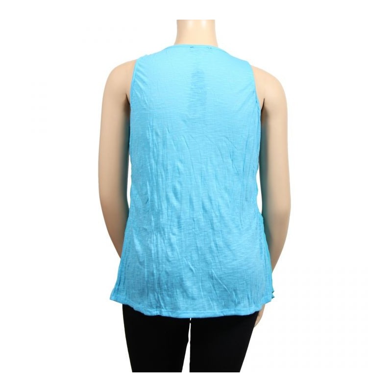 tunique grande taille - tunique 2 en 1 effet froissé H3 turquoise (dos)