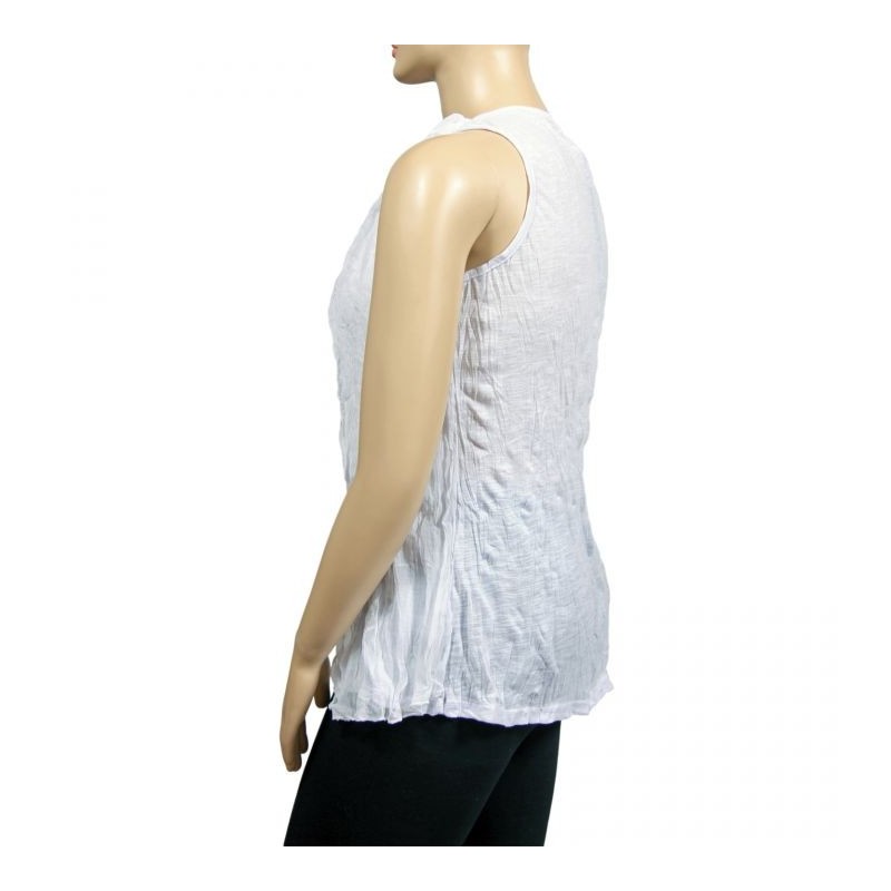 tunique grande taille - tunique 2 en 1 effet froissé H3 blanc (côté)