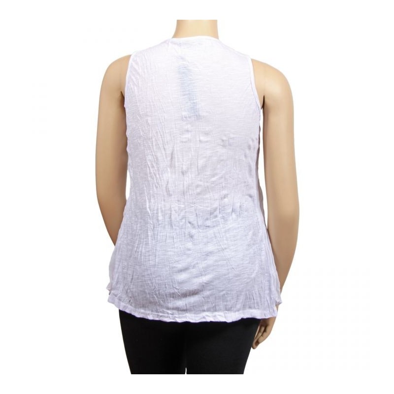 tunique grande taille - tunique 2 en 1 effet froissé H3 blanc (dos)