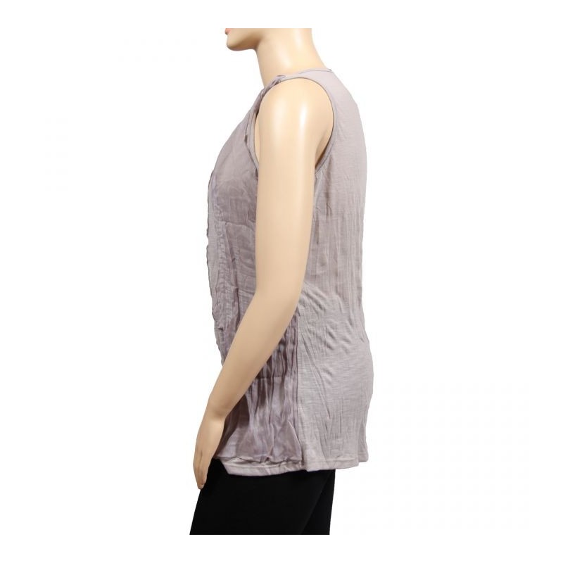 tunique grande taille - tunique 2 en 1 effet froissé H3 taupe (côté)