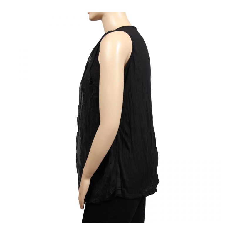 tunique grande taille - tunique 2 en 1 effet froissé H3 noir (dos)