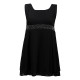 robe grande taille - petite robe noire de soirée perles à la taille Praslin (face)