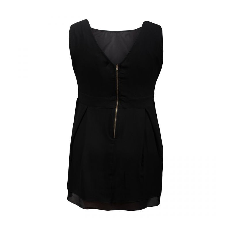 robe grande taille - petite robe noire de soirée perles à la taille Praslin (dos)