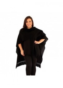 gilet veste grande taille - cape poncho "drew" Lili London noire (face 2)