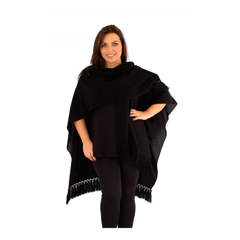 gilet veste grande taille - cape poncho "drew" Lili London noire (face 2)