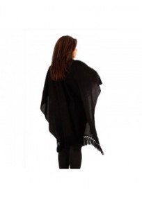 gilet veste grande taille - cape poncho "drew" Lili London noire (côté)