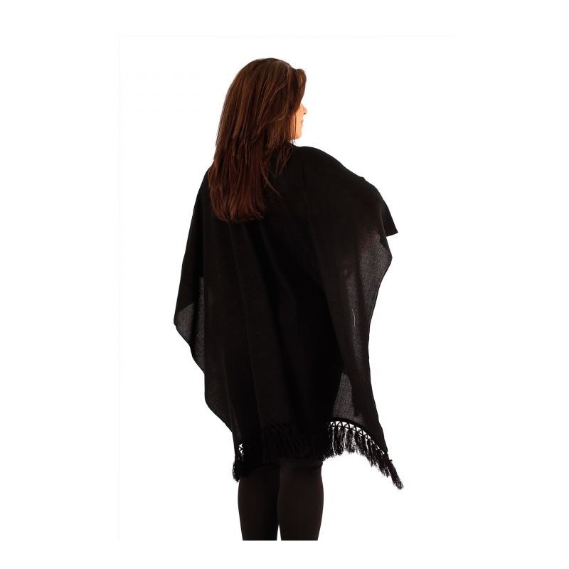 gilet veste grande taille - cape poncho "drew" Lili London noire (côté)