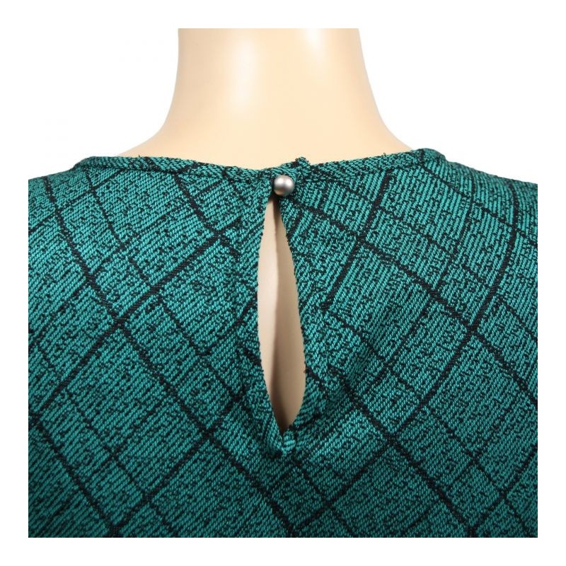 tunique grande taille - tunique Musumi manches courtes vert émeraude (détail)