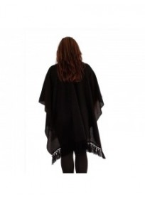 gilet veste grande taille - cape poncho "drew" Lili London noire (dos)