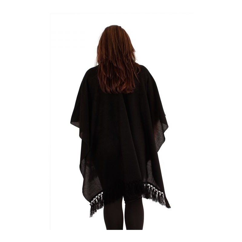 gilet veste grande taille - cape poncho "drew" Lili London noire (dos)