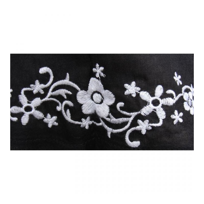 tunique grande taille - tunique noire brodée à capuche (détail broderie)