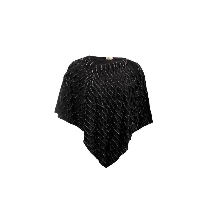Poncho asymétrique Govina Lili London noir et crème (face)