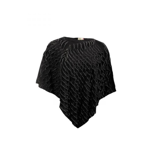 Poncho asymétrique Govina Lili London noir et crème (face)
