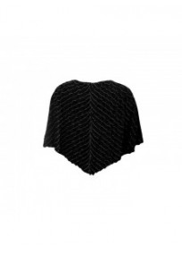 Poncho asymétrique Govina Lili London noir et crème (dos)