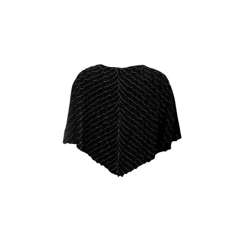 Poncho asymétrique Govina Lili London noir et crème (dos)