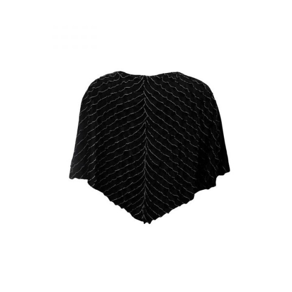 Poncho asymétrique Govina Lili London noir et crème (dos)