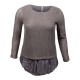 pull grande taille - pull ajouré Claude Gérard Taupe (face)