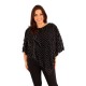 Poncho asymétrique Govina Lili London noir et crème (porté face)