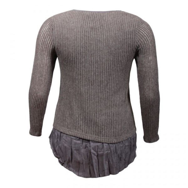 pull grande taille - pull ajouré Claude Gérard Taupe (dos)