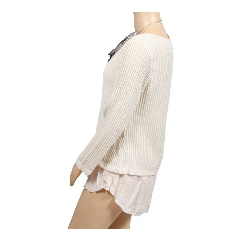 pull grande taille - pull ajouré Claude Gérard Snow (côté)