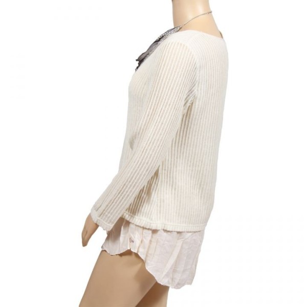 pull grande taille - pull ajouré Claude Gérard Snow (côté)
