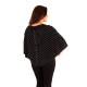 Poncho asymétrique Govina Lili London noir et crème (porté côté)