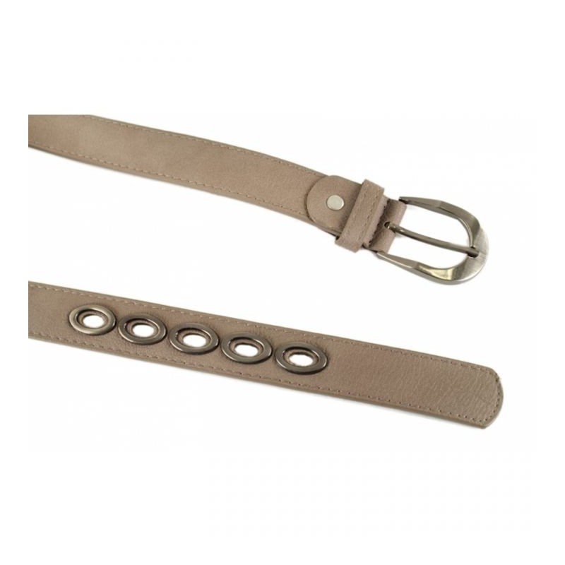 ceinture grande taille - ceinture "bulles" avec anneaux métalliques coloris taupe (détail)
