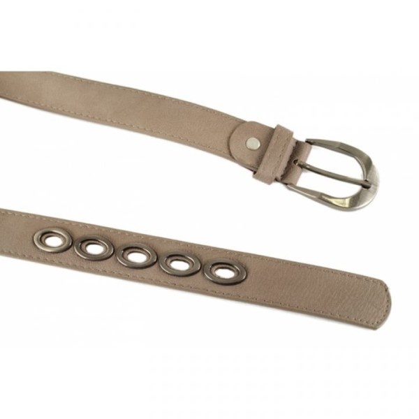 ceinture grande taille - ceinture "bulles" avec anneaux métalliques coloris taupe (détail)