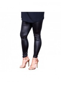 pantalon grande taille - legging wet look "hotline" Lili London noir