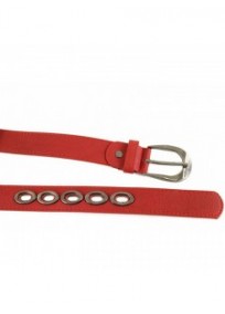 ceinture grande taille - ceinture "bulles" avec anneaux métalliques coloris rouge (détail)