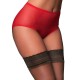 culotte grande taille - culotte transparente rétro "Betty" coloris rouge (face)