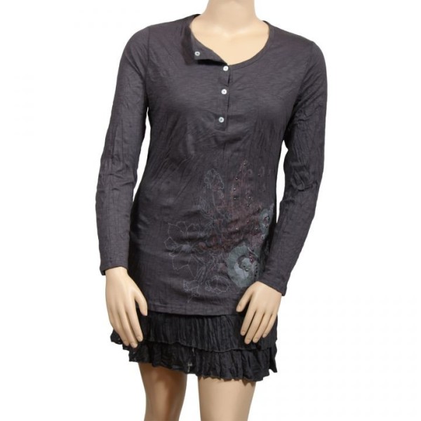 robe tunique grande taille - robe tunique col asymétrique Claude Gérard (face)