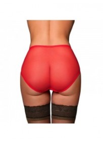 culotte grande taille - culotte transparente rétro "Betty" coloris rouge (dos)