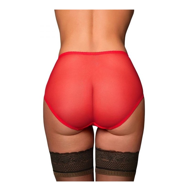 culotte grande taille - culotte transparente rétro "Betty" coloris rouge (dos)