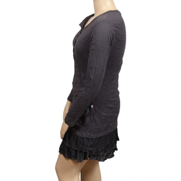 robe tunique grande taille - robe tunique col asymétrique Claude Gérard (côté)