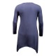 gilet grande taille - long gilet pans asymétriques bleu jeans Danny (dos)