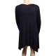 gilet grande taille - long gilet pans asymétriques bleu marine (dos)