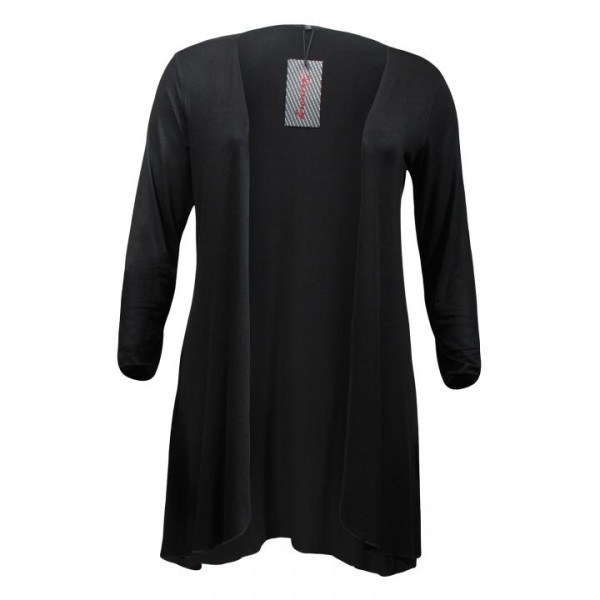gilet grande taille - long gilet pans asymétriques noir Danny (face)