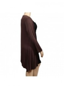 gilet grande taille - long gilet pans asymétriques marron (côté)