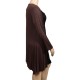 gilet grande taille - long gilet pans asymétriques marron (côté)
