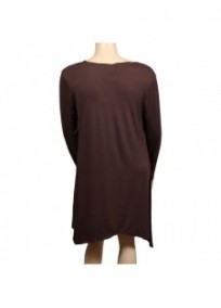 gilet grande taille - long gilet pans asymétriques marron (dos)