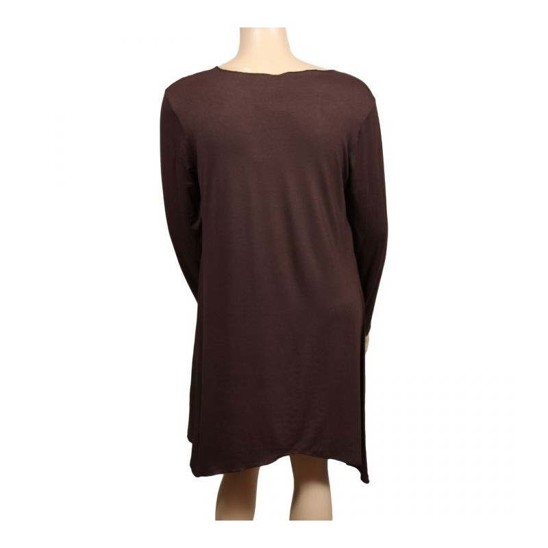gilet grande taille - long gilet pans asymétriques marron (dos)