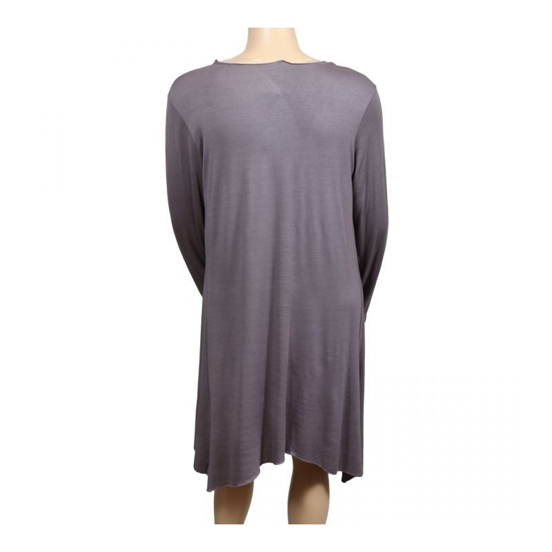 gilet grande taille - long gilet pans asymétriques gris clair (dos)