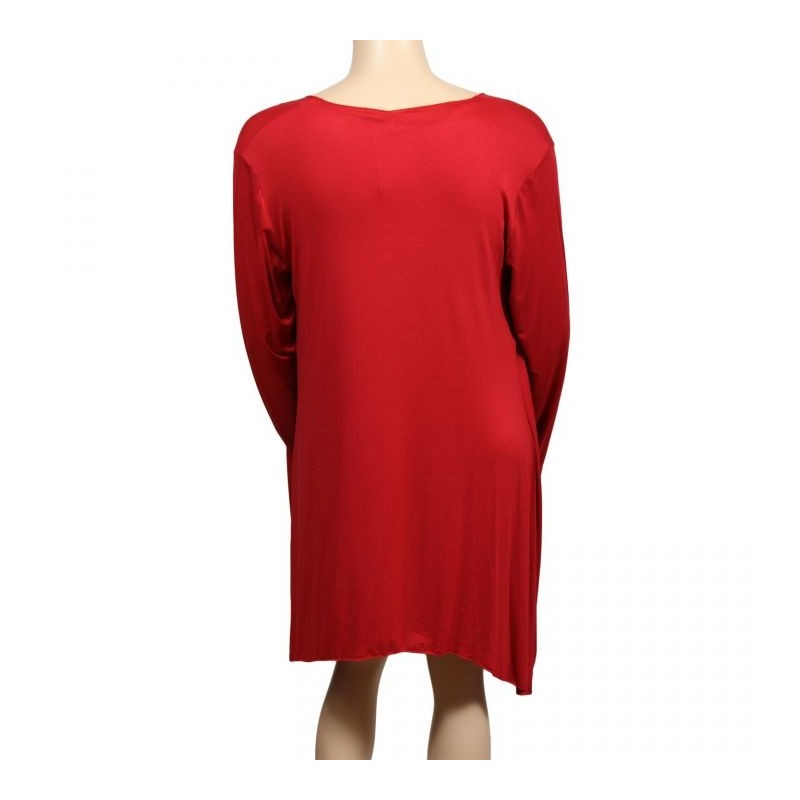 gilet grande taille - long gilet pans asymétriques rouge (dos)