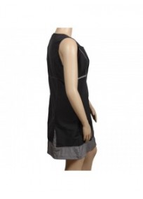 robe grande taille - robe chasuble à surpiqûres rouges L33 (côté)